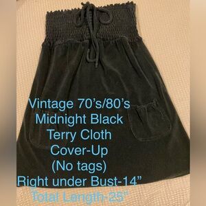 1970’-early 80’s Black Terry Cloth Swim Coverup